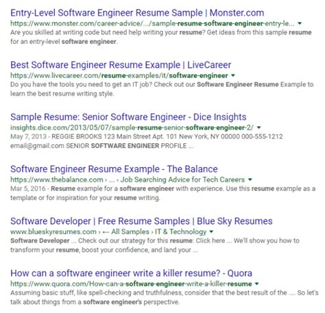 software engineer google resume search