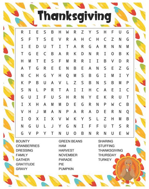thanksgiving word search printable  printable word searches