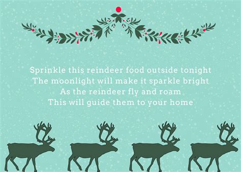 magic reindeer food  printable cards  poem