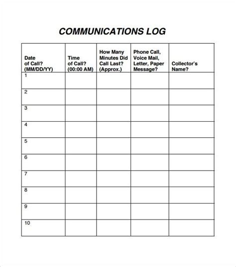 staff communication log template communication log templates