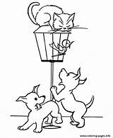 Cat Coloring Pages Printable Cage Dog Animal Stuck Cute Animals Color Print Kids Kitty Kitten Traceable Detailed Two Cats Getcolorings sketch template