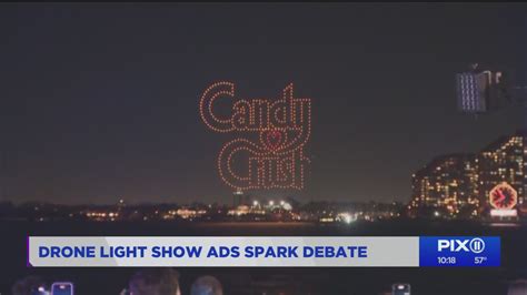 candy crush saga drone show lights  nyc skyline pix