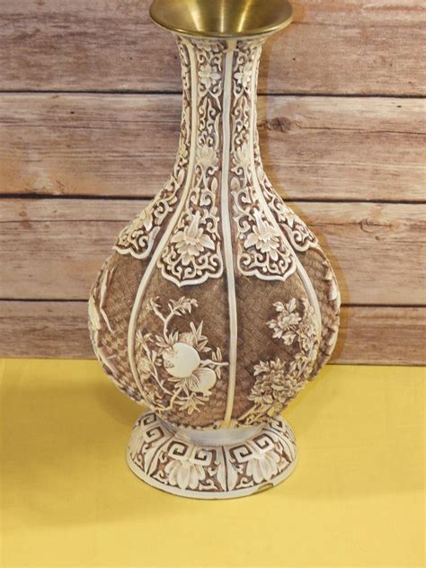 vintage ivory dynasty lobed cloisonne arnat faux ivory gold white vase