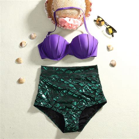 Buy Woman Mermaid Bathing Suit High Beach Swimwear Set