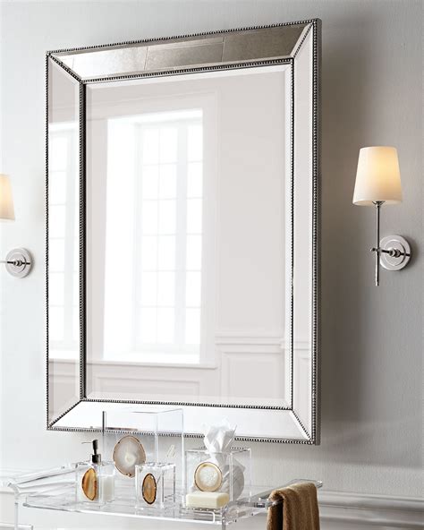 large framed  beaded wall mirror  angled beveled mirror frame