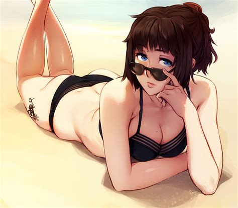 hentai 34 image 1735 1girl artist name ass beach bikini