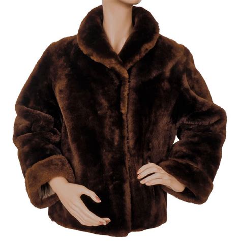 vintage mouton jacket brown sheared lamb fur ladies size small