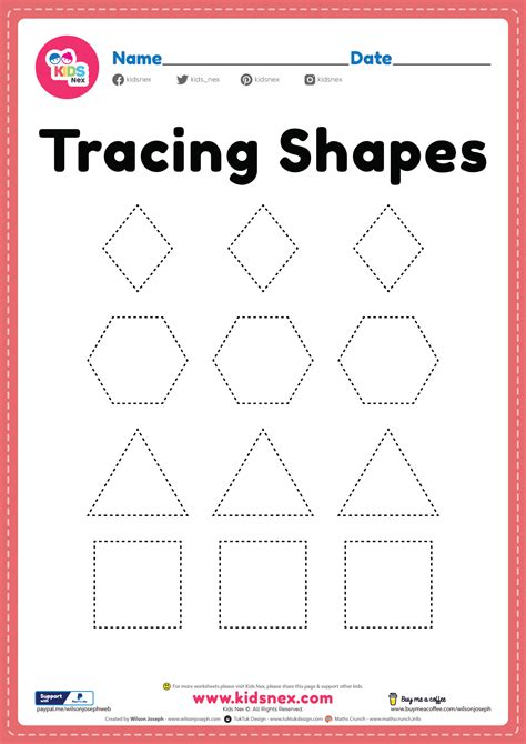 kids tracing shapes worksheet   printable