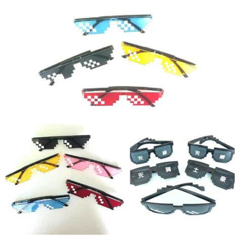 Thug Life Mosaic Pixel Uv400 Sunglasses Deal With It Sunglasses Men