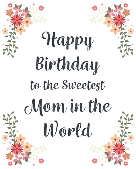 floral birthday  mom  printable birthday card