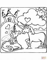 Unicornios Kleurplaat Unicornio Unicorns Eenhoorn Unicorno Enamorados Licorne Hartjes Innamorati Unicorni Kasteel Liefde sketch template