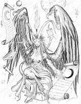 Coloring Pages Adult Satanic Baphomet Fantasy Demon Dark Book Beast Deviantart Tattoo sketch template