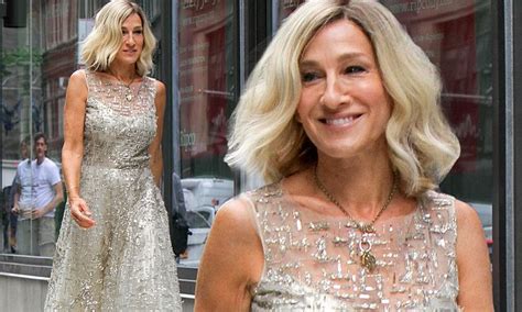 sarah jessica parker seen filming in nyc with blonde hair