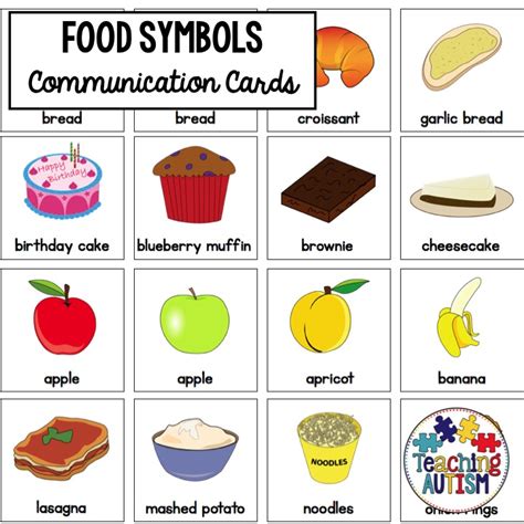 special education visual symbols food teaching autism