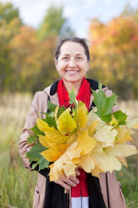 Outdoor Portrait Of Happy Mature Woman Stock Image Image Of Outdoor