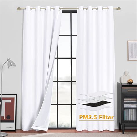 amazoncom ryb home  white blackout curtains noise reducing   curtains small