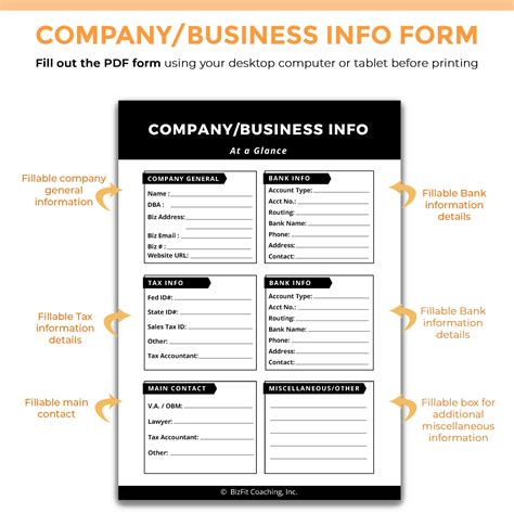 company  business info form business information company etsy