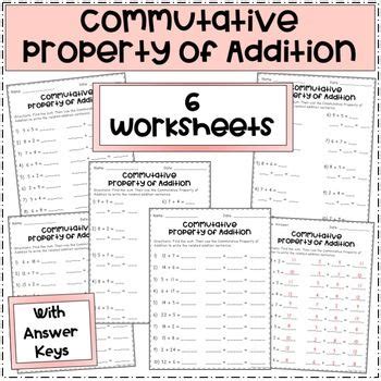 commutative property  addition worksheets properties  addition commutative property
