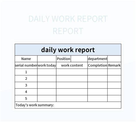 daily work report report excel template  google sheets file