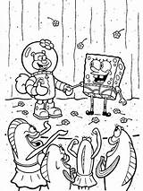 Spongebob Mewarnai Sandy Krusty Krab Squarepants Colouring Drawing Squidward sketch template