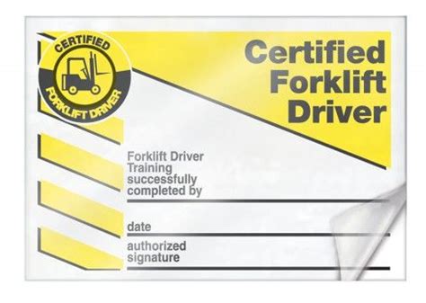 forklift training template  forklift certification card sample