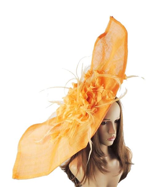 Very Large Orange Fascinator Hat For Weddings Races And Etsy