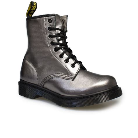 dr martens  metallic nappa pewter boots size