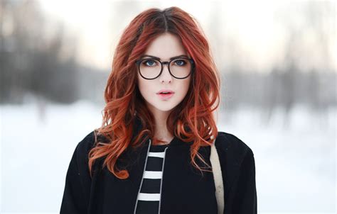 wallpaper girl look glasses model girl red model beauty