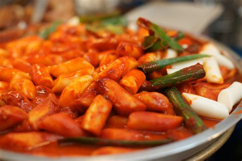 tteokbokki rice cakes  spicy gochujang sauce  south korea image  stock photo