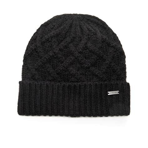 Michael Kors Mens Cable Knit Hat Black