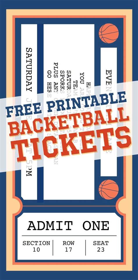 printable basketball ticket  printables  ticket