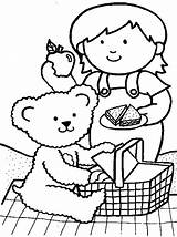 Picnic Teddy Bear Pages Coloring Girl Family Going Bears Preschool Kids Little Her Printable Color Picnics Netart Colouring Crafts Activities sketch template