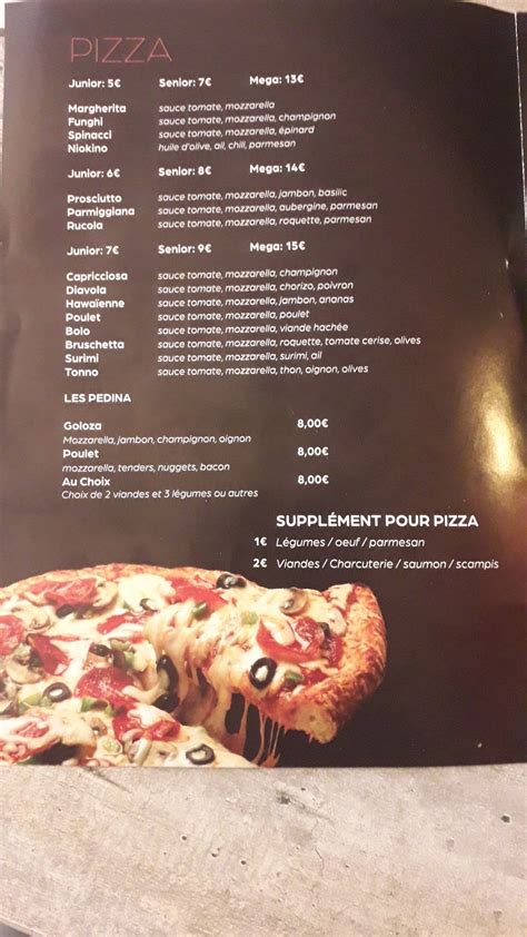 menu  la pizzetta anderlecht