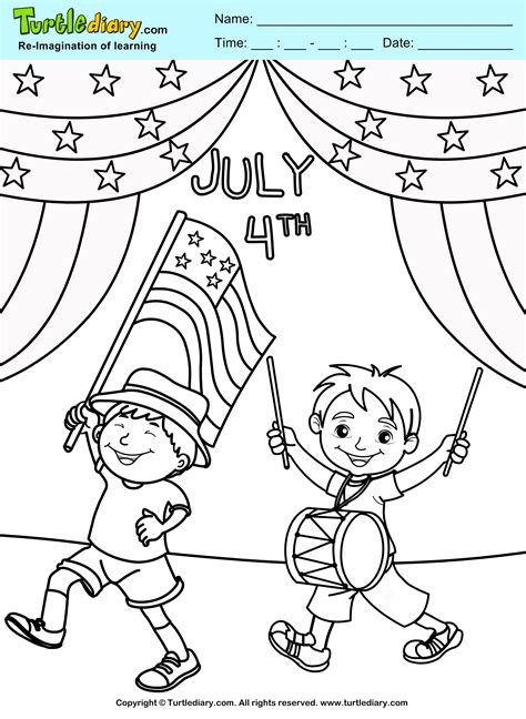 july parade coloring sheet turtle diary