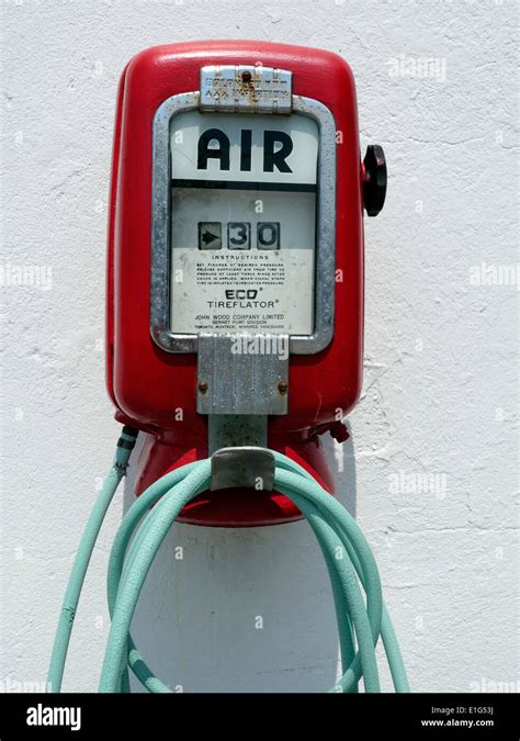 historic north american gas station air pump   restored  gas stock photo  alamy