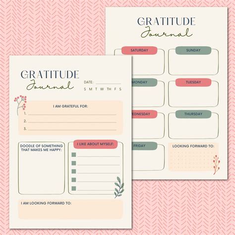 gratitude journal printable  thanksgiving printables
