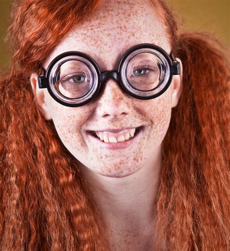 Freckled Nerdy Beauty Stock Image Image Of Cheerful 25846881