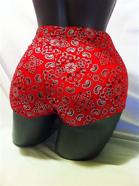 roller derby booty shorts red bandana print by armrdrosederby