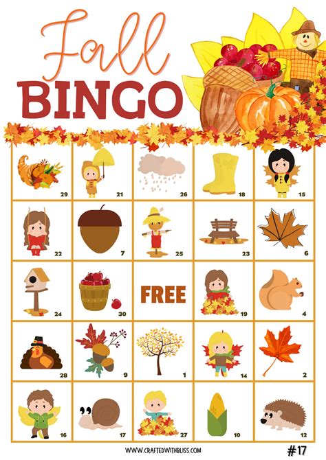 fall bingo  kids fall activities fall printable fall classroom
