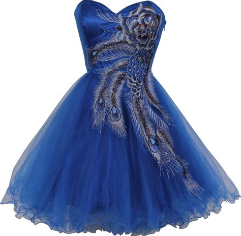 short peacock prom dresses