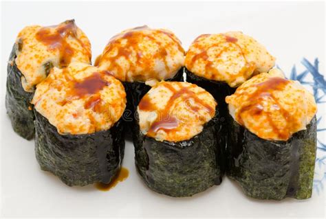 hot sushi rolls stock photo image  healthy lunch