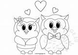 Coloring Valentines Owls Coloringpage sketch template