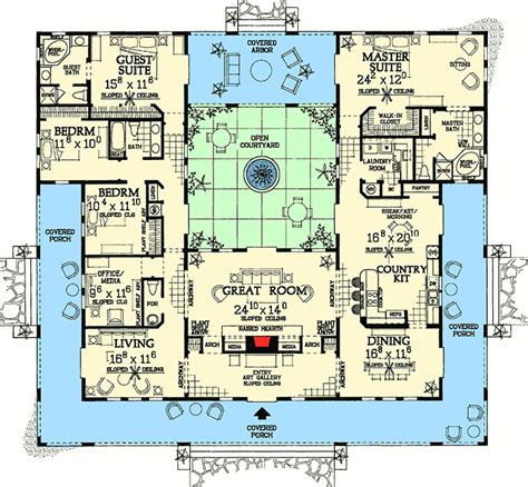 open courtyard floor plans