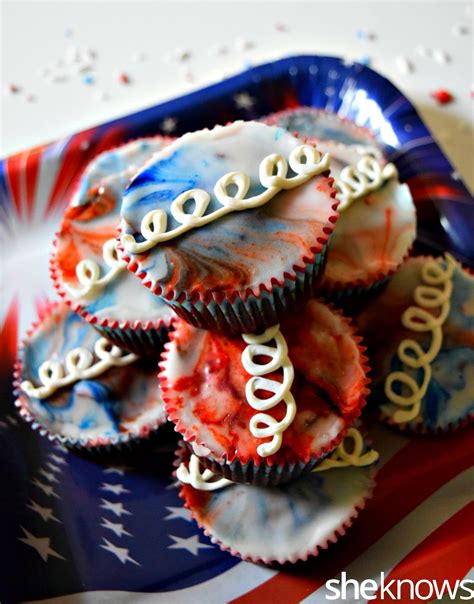 fauxstess cupcakes in red white and blue for the 4th of july