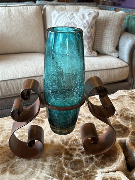 Turquoise Glass Vase The Rustic Gallery