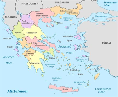 map  greece regions political  state map  greece