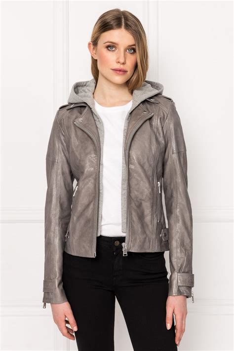 leather jackets womens lamarque anna whale grey leather biker jacket