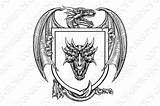 Dragon Coat Crest Arms Shield Heraldic Emblem Tattoo Creativemarket Sketch Graphics Choose Board sketch template
