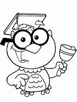 Coloring Owl Teacher Clipart Graduation Pages Pointer Printable Color Cap Graduate Print Cartoon Drawings sketch template