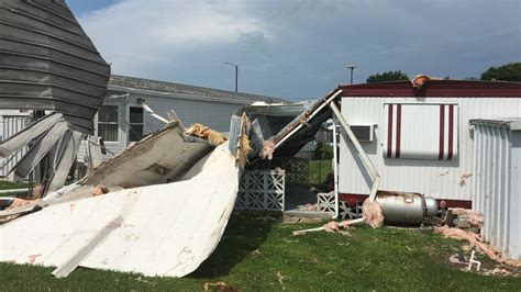 powerful storm leaves  severe damage  palmetto mobile home park